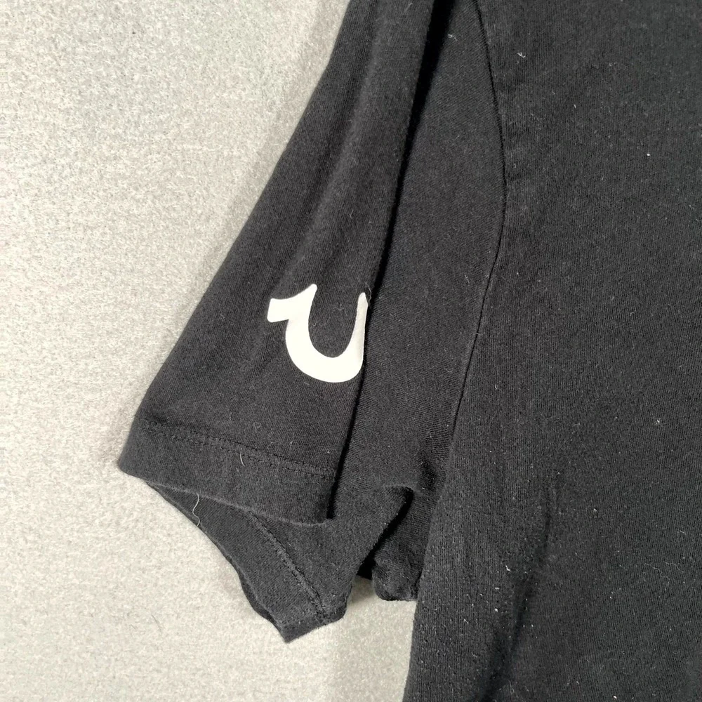 True Religion T Shirt Mens XL Black Logo Buddha Cotton Short Sleeve Pullover